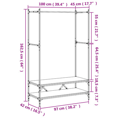 vidaXL Clothes Rack with Shelves Brown Oak Engineered Wood