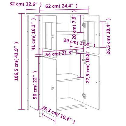 vidaXL Highboard Smoked Oak 62x32x106.5 cm Engineered Wood