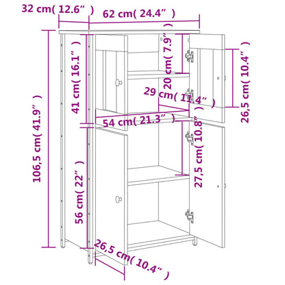 vidaXL Highboard Grey Sonoma 62x32x106.5 cm Engineered Wood
