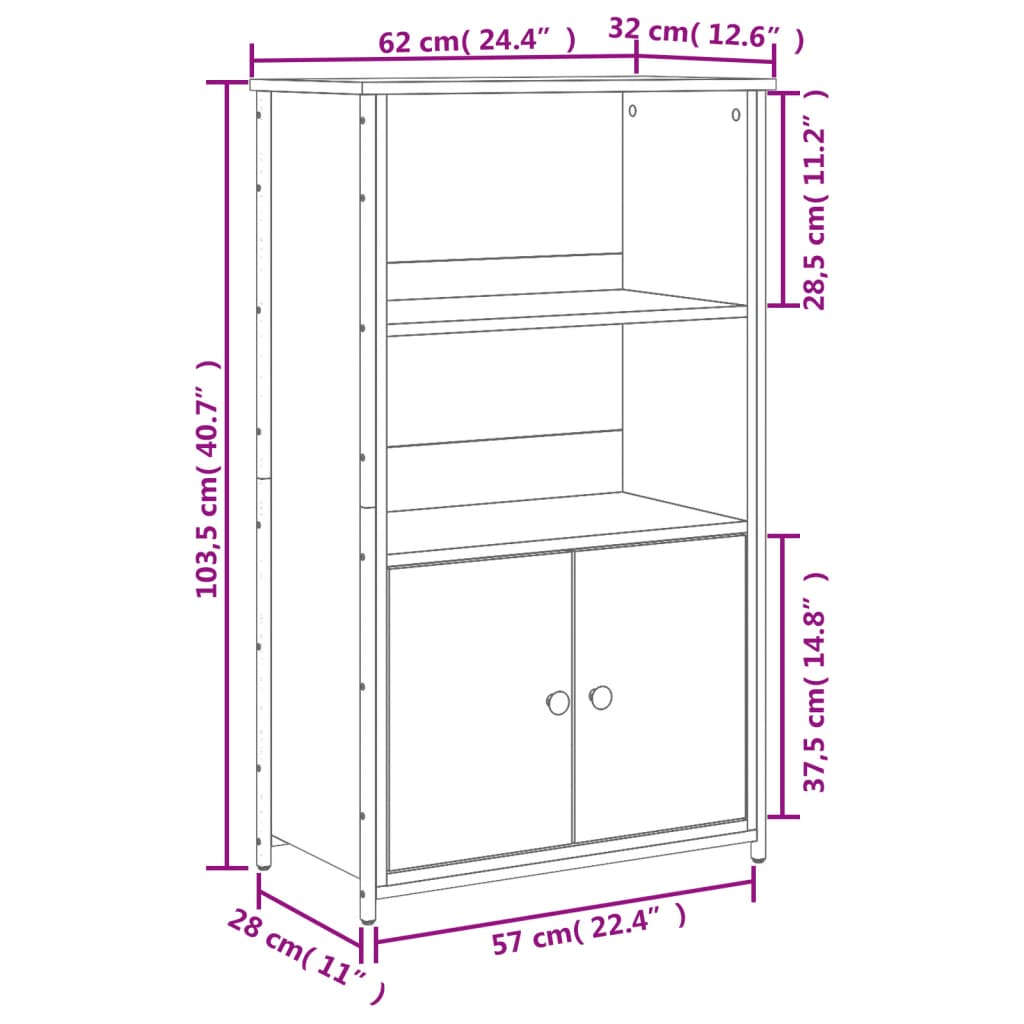 vidaXL Highboard Black 62x32x103.5 cm Engineered Wood
