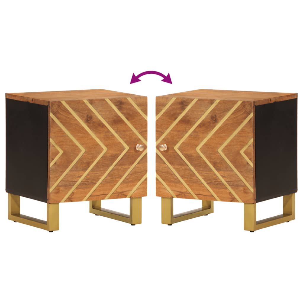 vidaXL Bedside Cabinet Brown and Black Solid Wood Mango