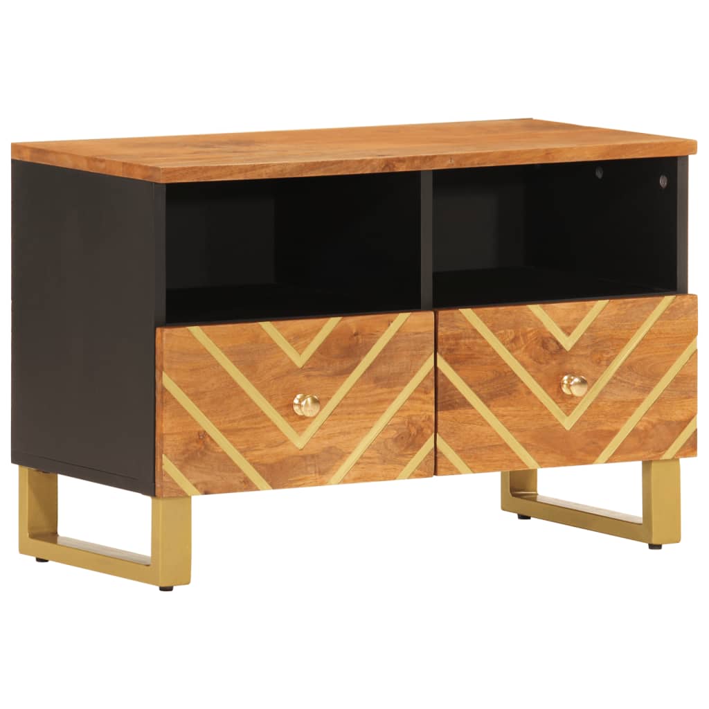 vidaXL TV Cabinet Brown and Black 70x33,5x46 cm Solid Wood Mango