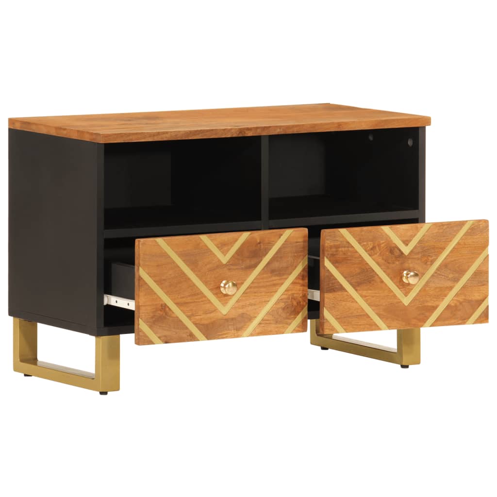 vidaXL TV Cabinet Brown and Black 70x33,5x46 cm Solid Wood Mango