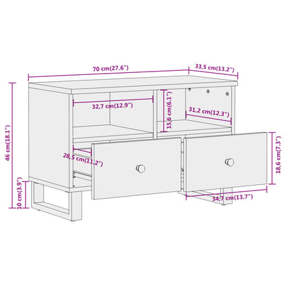 vidaXL TV Cabinet Brown and Black 70x33.5x46 cm Solid Wood Mango