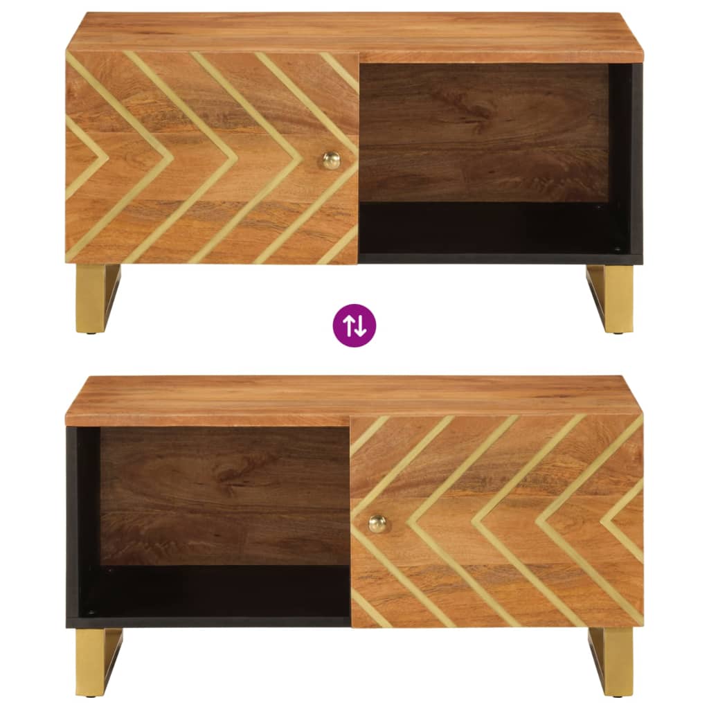vidaXL Coffee Table Brown and Black 80x50x40 cm Solid Wood Mango