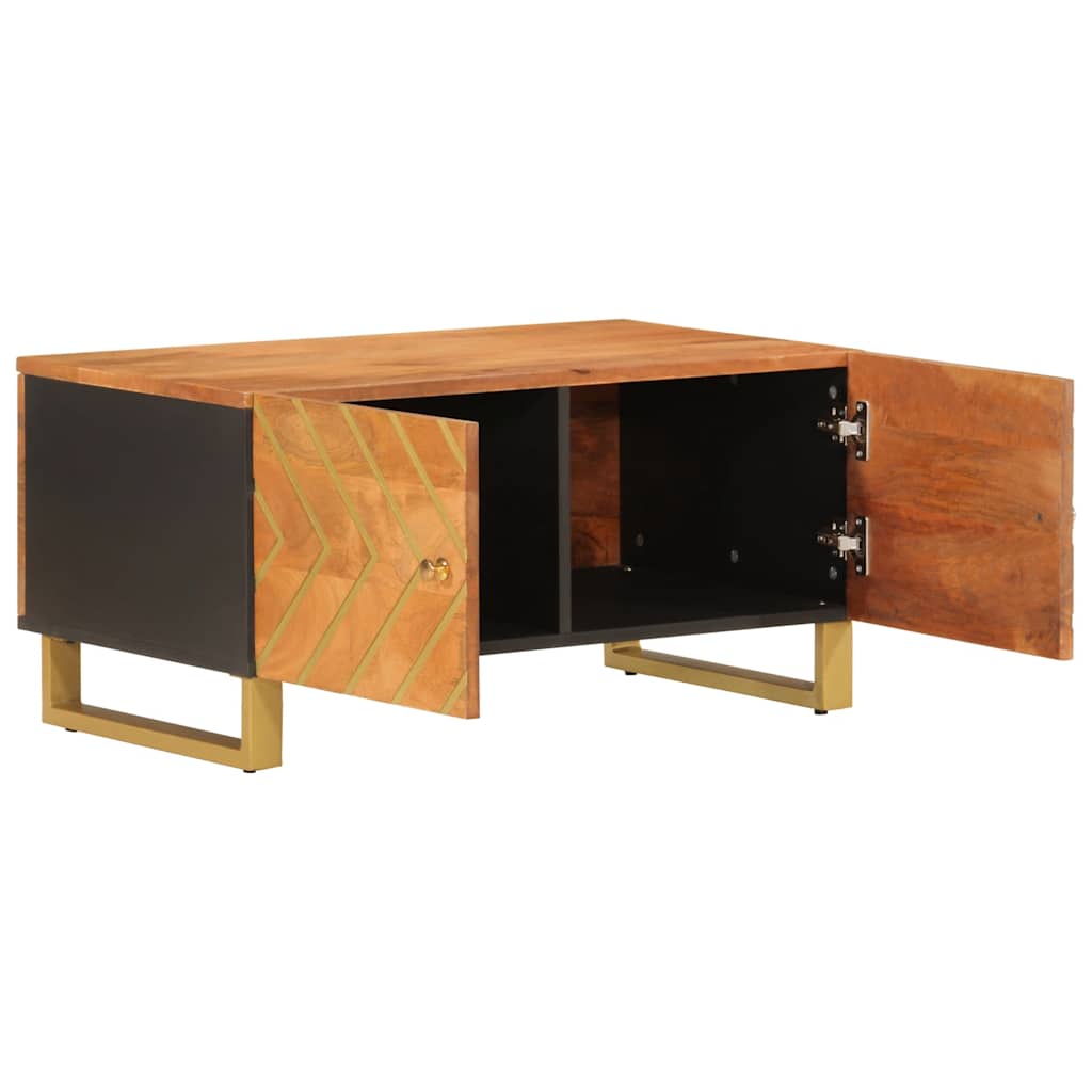 vidaXL Coffee Table Brown and Black 80x50x40 cm Solid Wood Mango