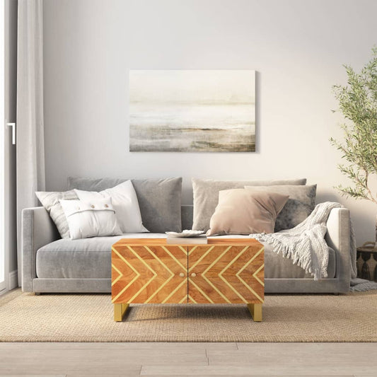 vidaXL Coffee Table Brown and Black 80x50x40 cm Solid Wood Mango