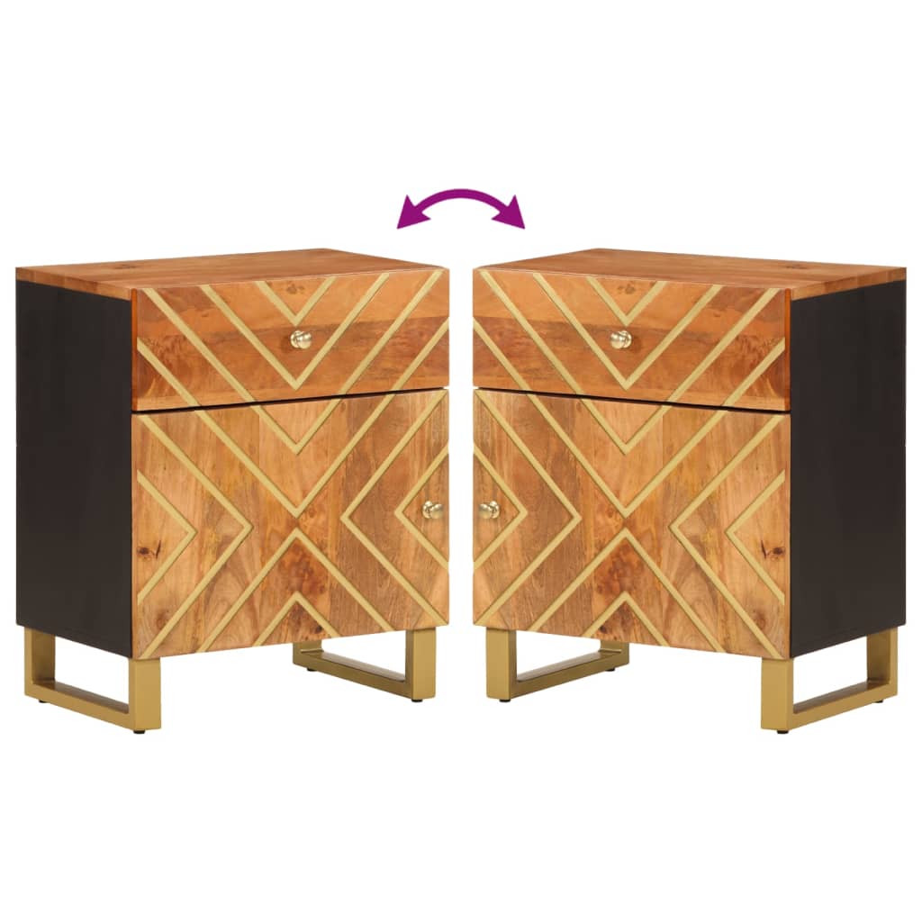 vidaXL Bedside Cabinet Brown and Black 50x33x60 cm Solid Wood Mango