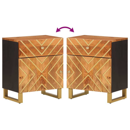 vidaXL Bedside Cabinet Brown and Black 50x33x60 cm Solid Wood Mango