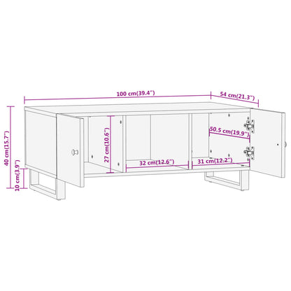 vidaXL Coffee Table Brown and Black 100x54x40 cm Solid Wood Mango
