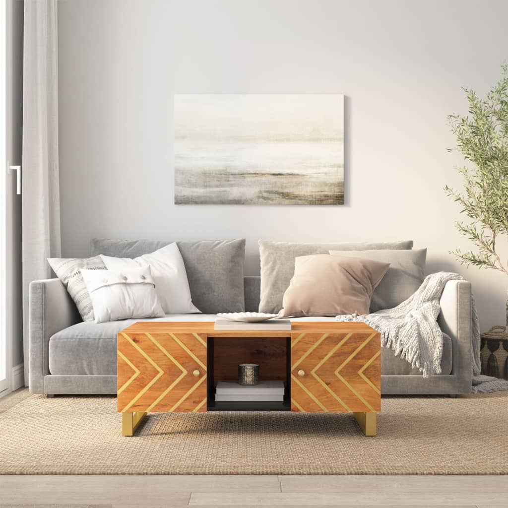 vidaXL Coffee Table Brown and Black 100x54x40 cm Solid Wood Mango