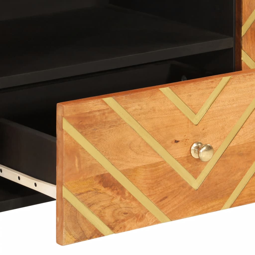 vidaXL TV Cabinet Brown and Black 105x33.5x46 cm Solid Wood Mango