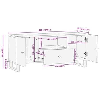vidaXL TV Cabinet Brown and Black 105x33.5x46 cm Solid Wood Mango