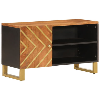 vidaXL TV Cabinet Brown and Black 80x31,5x46 cm Solid Wood Mango