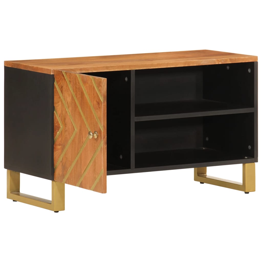 vidaXL TV Cabinet Brown and Black 80x31,5x46 cm Solid Wood Mango