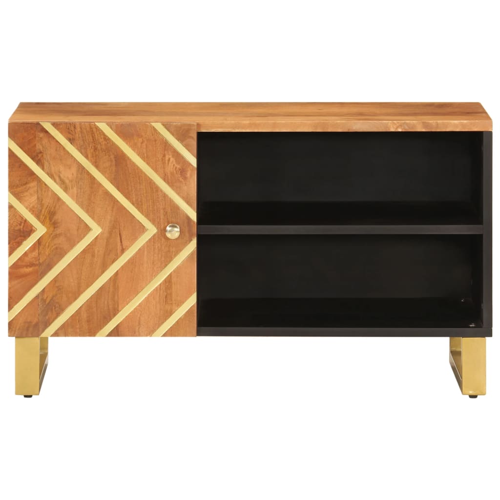 vidaXL TV Cabinet Brown and Black 80x31,5x46 cm Solid Wood Mango