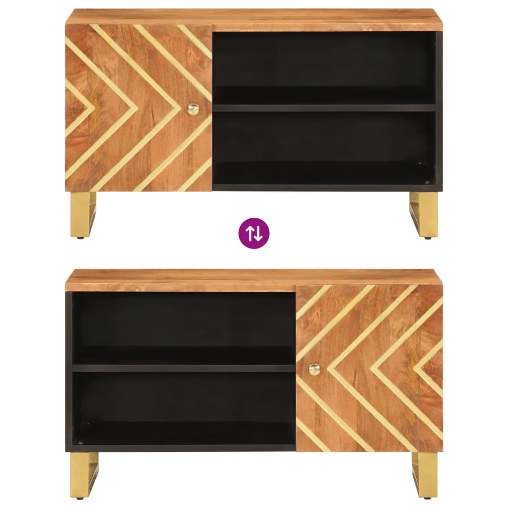 vidaXL TV Cabinet Brown and Black 80x31,5x46 cm Solid Wood Mango