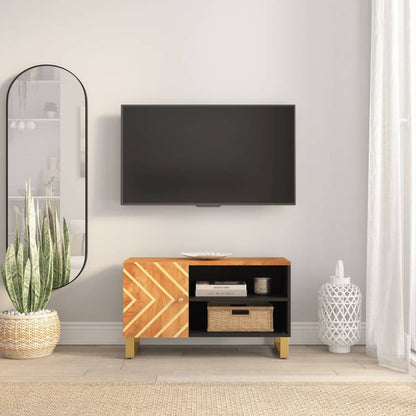 vidaXL TV Cabinet Brown and Black 80x31,5x46 cm Solid Wood Mango
