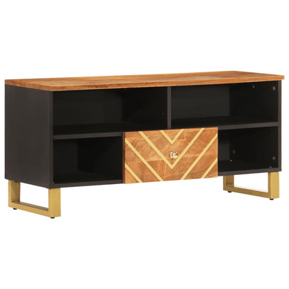 vidaXL TV Cabinet Brown and Black 100x33,5x46 cm Solid Wood Mango