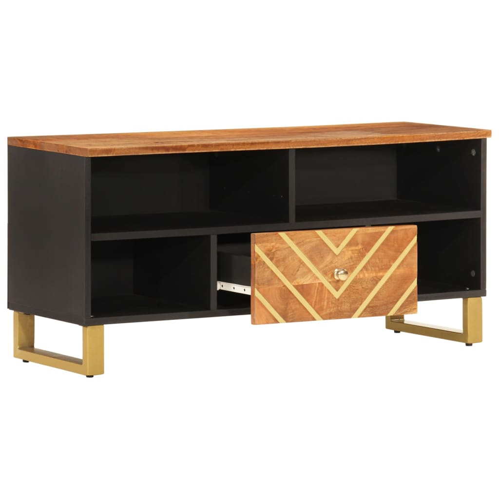 vidaXL TV Cabinet Brown and Black 100x33,5x46 cm Solid Wood Mango