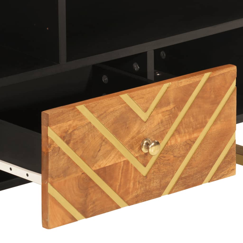 vidaXL TV Cabinet Brown and Black 100x33.5x46 cm Solid Wood Mango