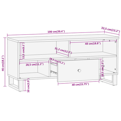 vidaXL TV Cabinet Brown and Black 100x33.5x46 cm Solid Wood Mango