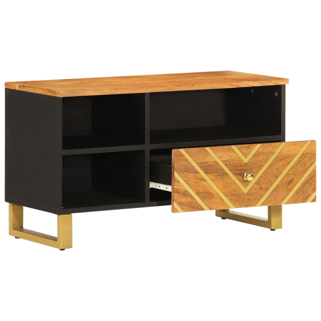 vidaXL TV Cabinet Brown and Black 80x33.5x46 cm Solid Wood Mango