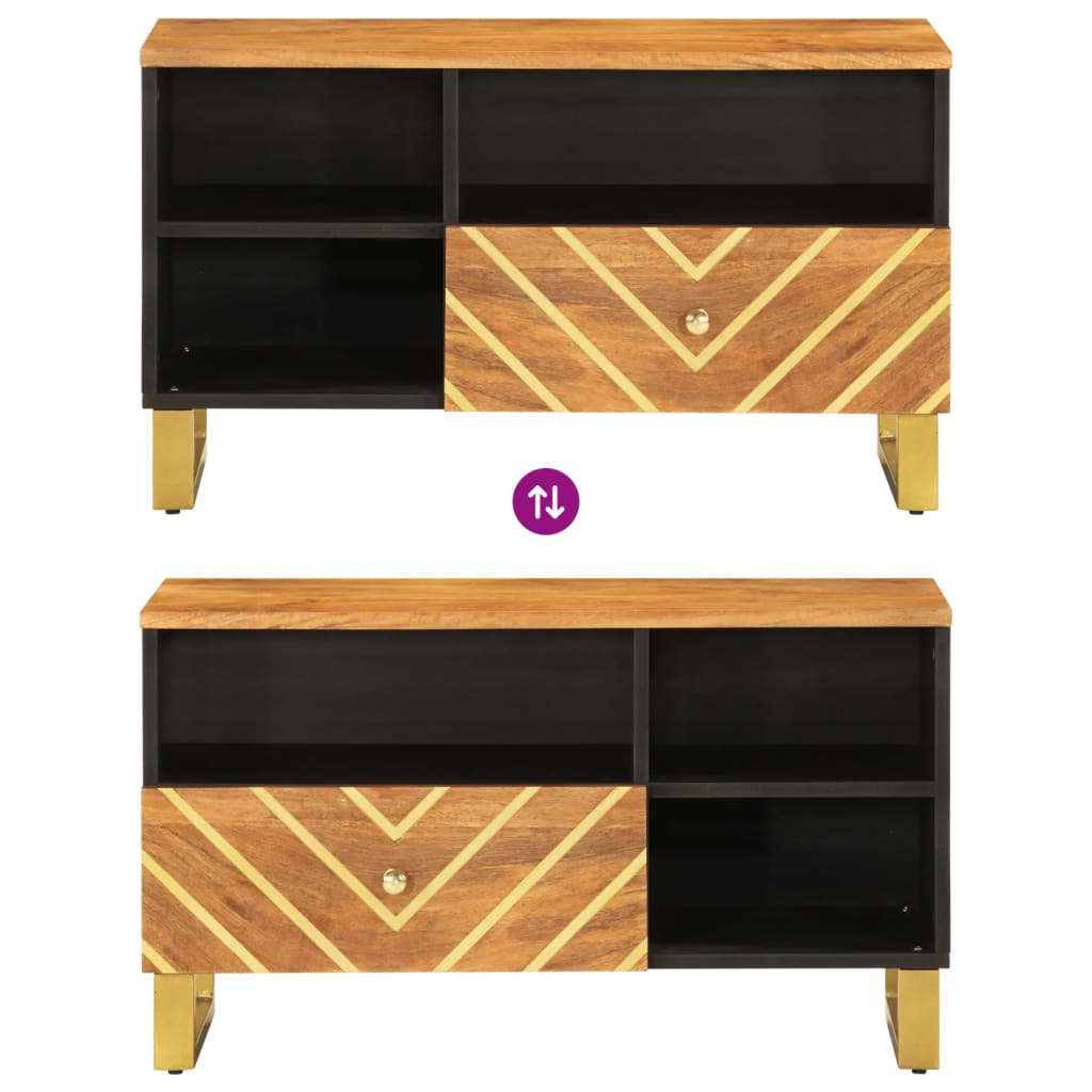 vidaXL TV Cabinet Brown and Black 80x33.5x46 cm Solid Wood Mango