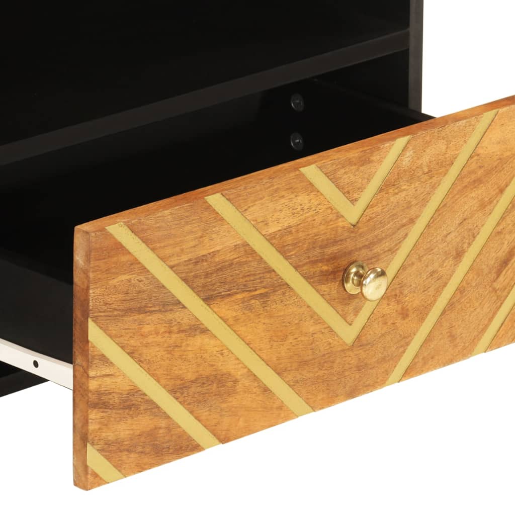 vidaXL TV Cabinet Brown and Black 80x33.5x46 cm Solid Wood Mango