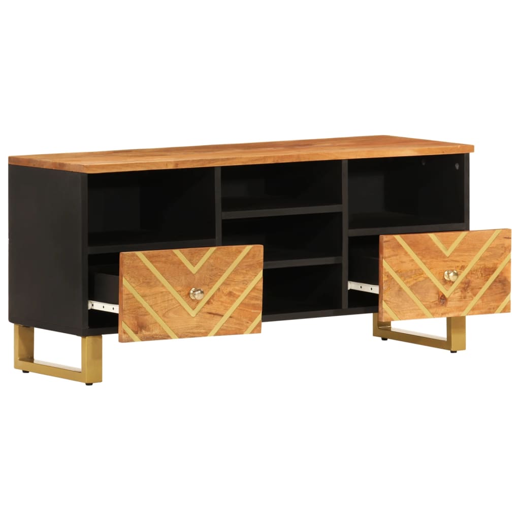 vidaXL TV Cabinet Brown and Black 100x33,5x46 cm Solid Wood Mango