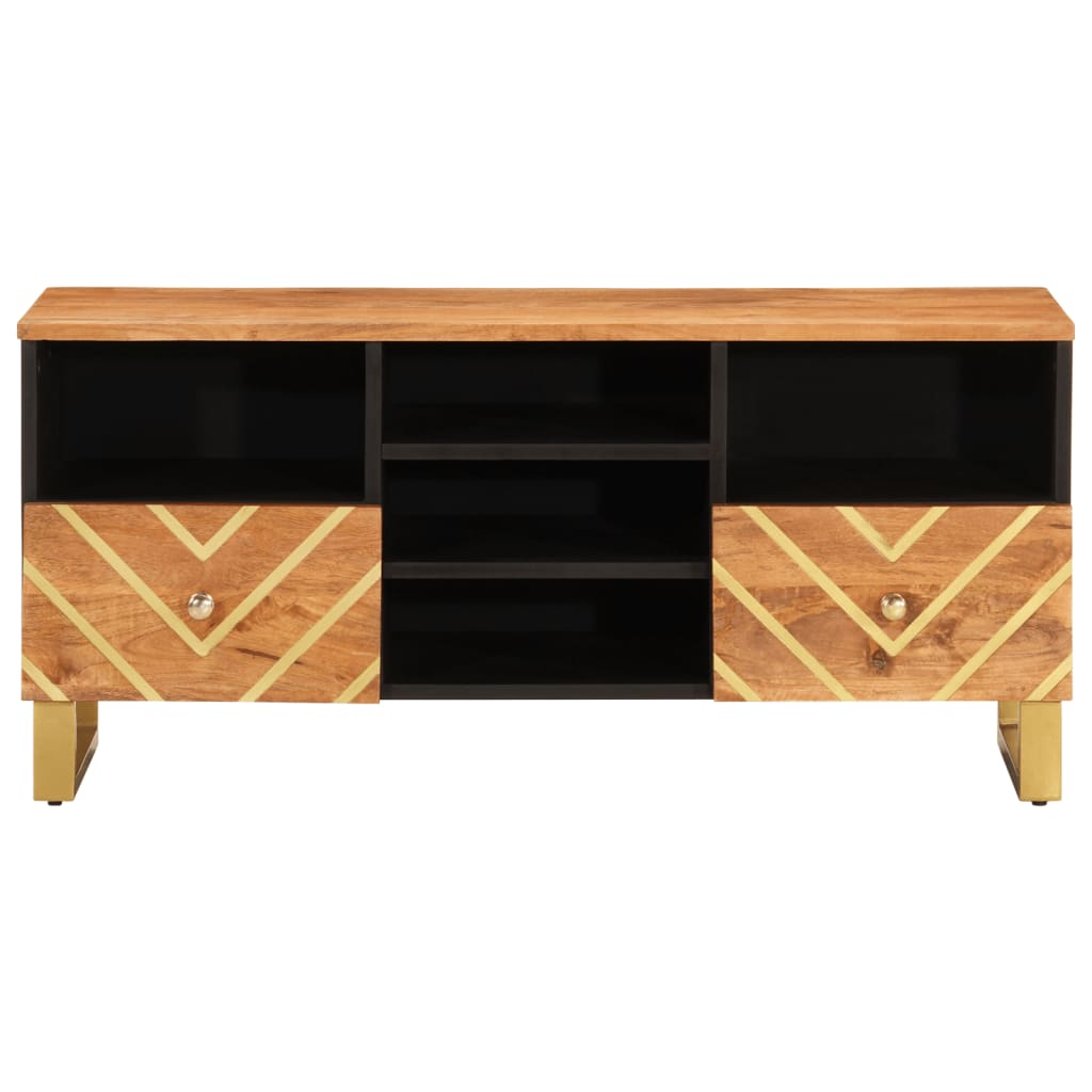 vidaXL TV Cabinet Brown and Black 100x33.5x46 cm Solid Wood Mango