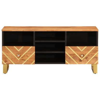 vidaXL TV Cabinet Brown and Black 100x33.5x46 cm Solid Wood Mango