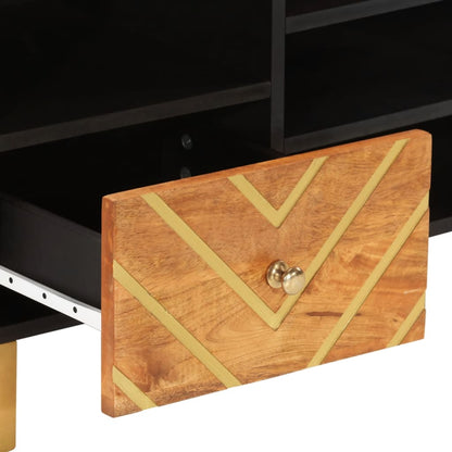 vidaXL TV Cabinet Brown and Black 100x33.5x46 cm Solid Wood Mango