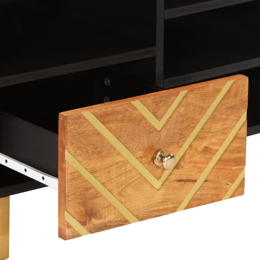 vidaXL TV Cabinet Brown and Black 100x33,5x46 cm Solid Wood Mango