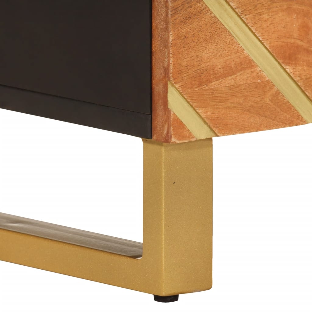 vidaXL TV Cabinet Brown and Black 100x33.5x46 cm Solid Wood Mango