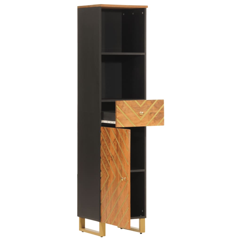 vidaXL Bathroom Cabinet Brown and Black 38x33.5x160 cm Solid Wood Mango