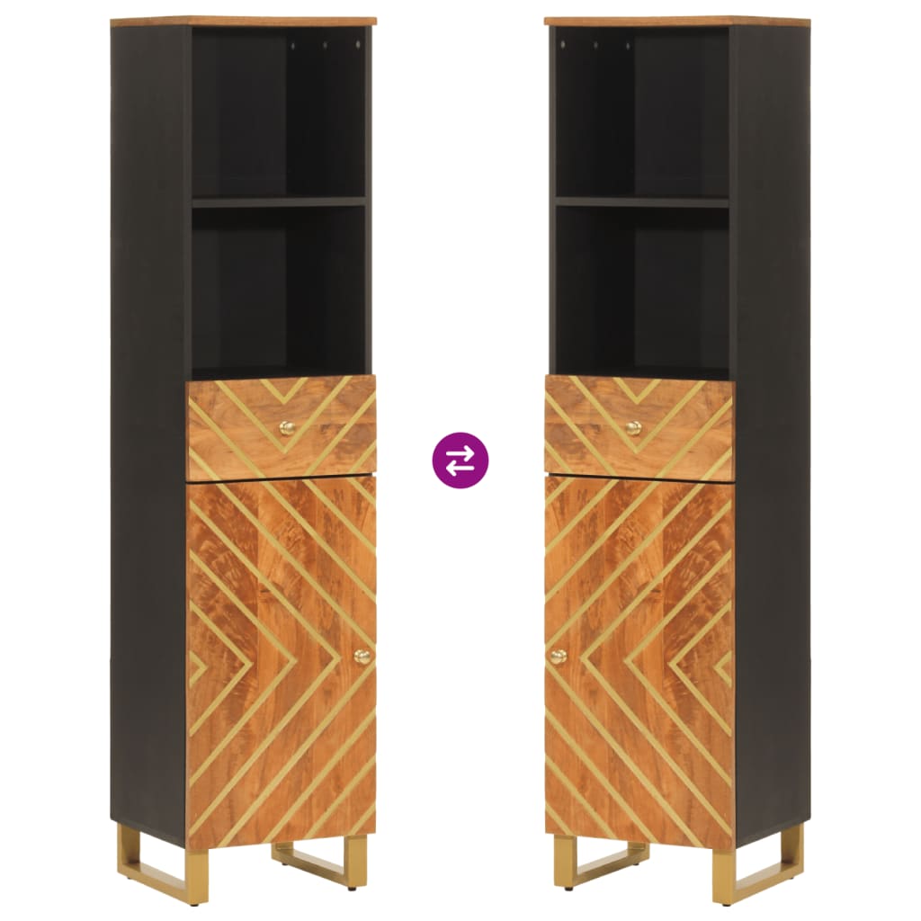 vidaXL Bathroom Cabinet Brown and Black 38x33.5x160 cm Solid Wood Mango