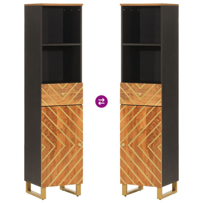vidaXL Bathroom Cabinet Brown and Black 38x33.5x160 cm Solid Wood Mango