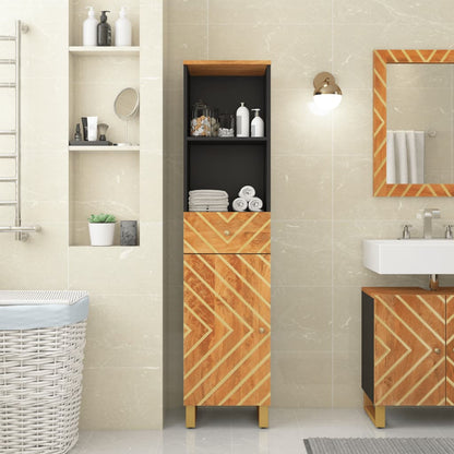 vidaXL Bathroom Cabinet Brown and Black 38x33.5x160 cm Solid Wood Mango