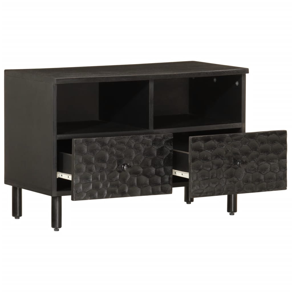 vidaXL TV Cabinet Black 70x33x46 cm Solid Wood Mango