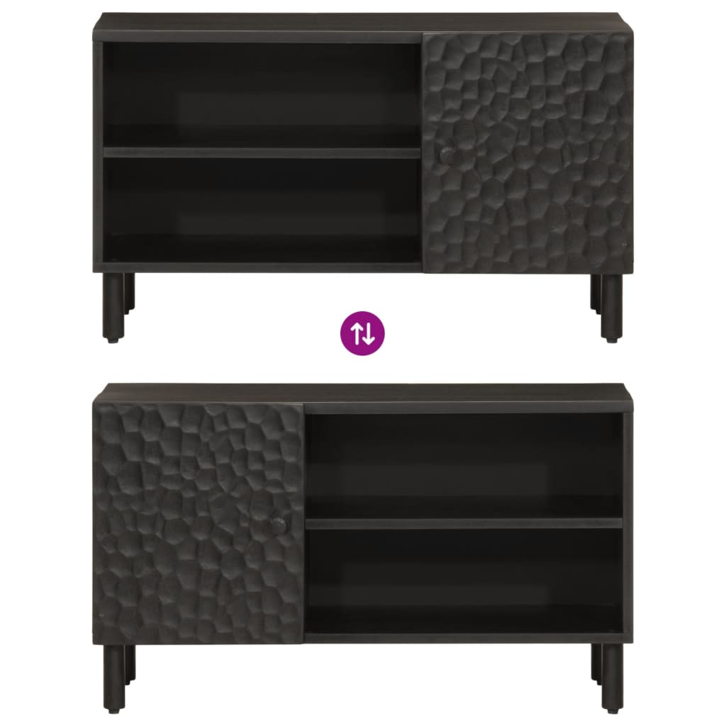 vidaXL TV Cabinet Black 80x31x46 cm Solid Wood Mango