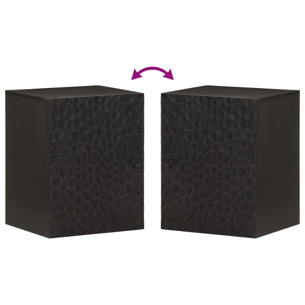 vidaXL Bathroom Wall Cabinet Black 38x33x48 cm Solid Wood Mango