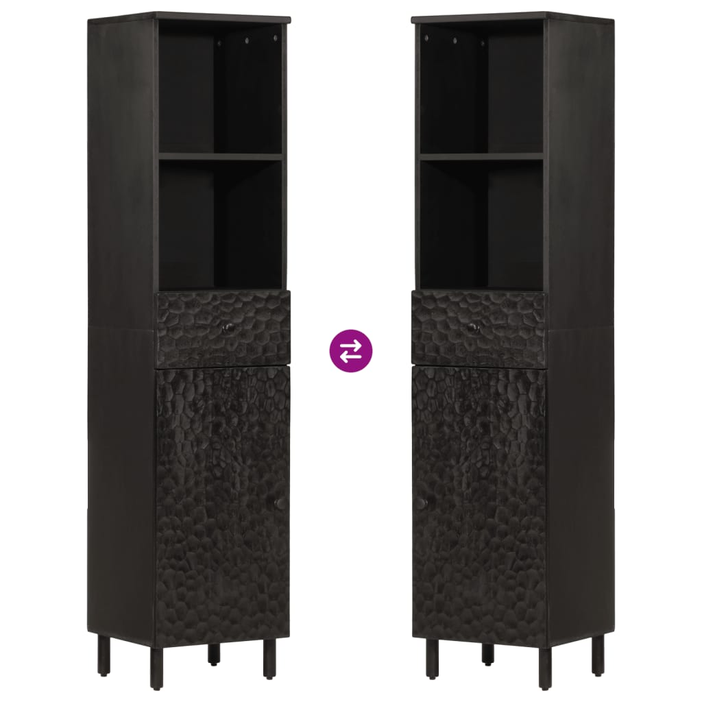 vidaXL Bathroom Cabinet Black 38x33x160 cm Solid Wood Mango