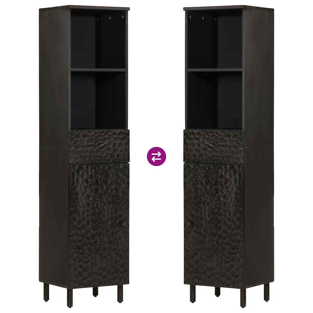 vidaXL Bathroom Cabinet Black 38x33x160 cm Solid Wood Mango