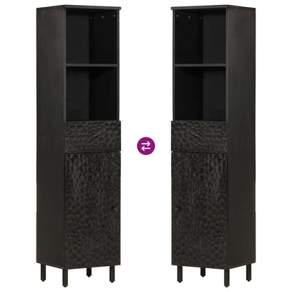 vidaXL Bathroom Cabinet Black 38x33x160 cm Solid Wood Mango