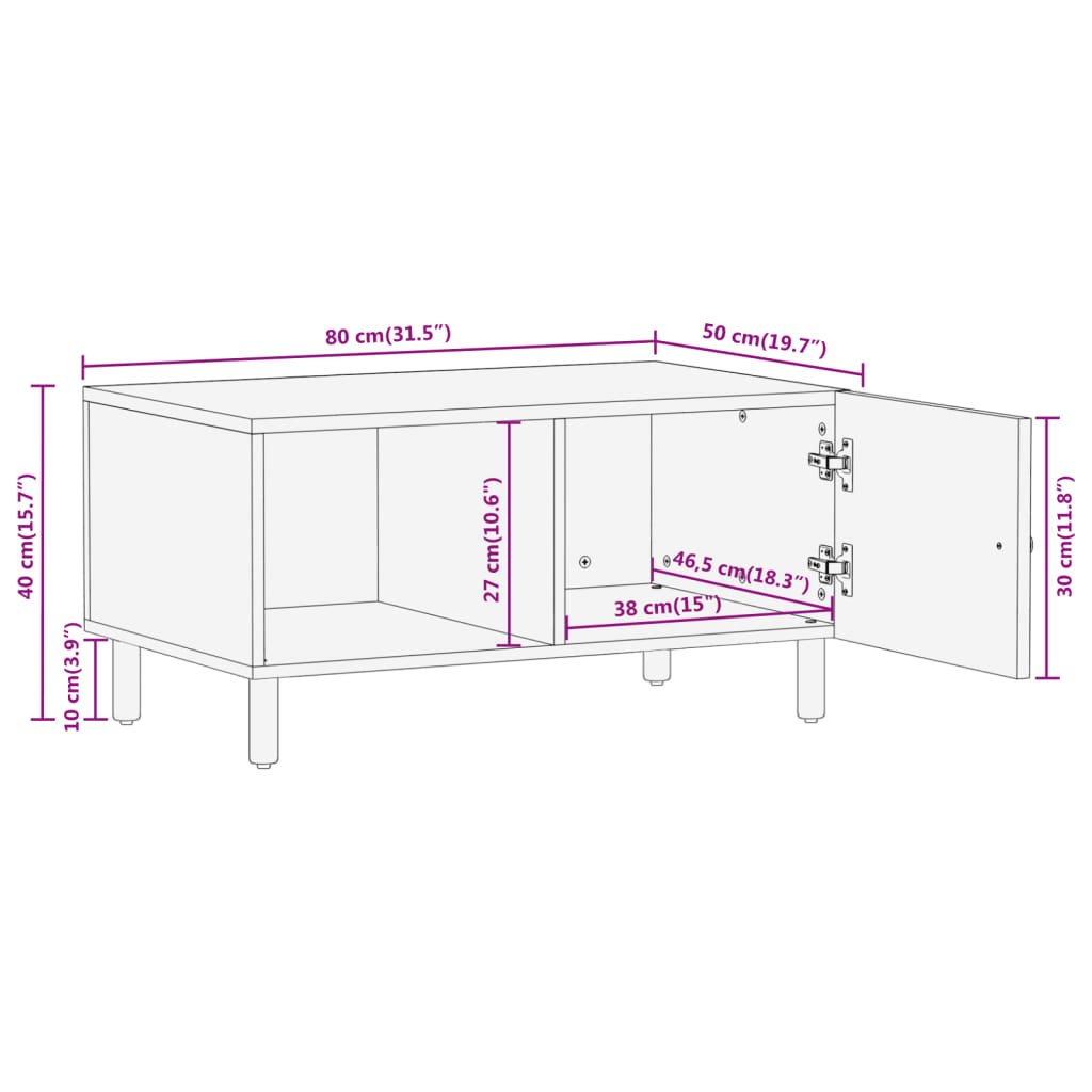vidaXL Coffee Table 80x50x40 cm Solid Wood Mango