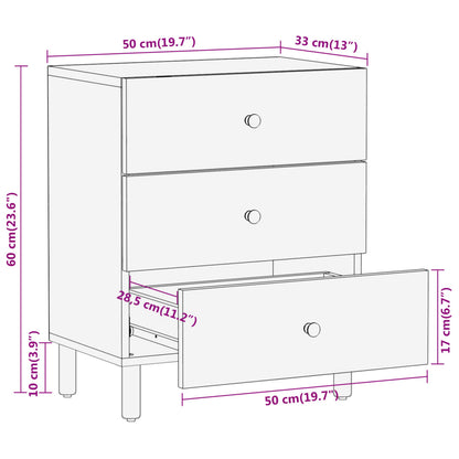vidaXL Bedside Cabinet 50x33x60 cm Solid Wood Mango