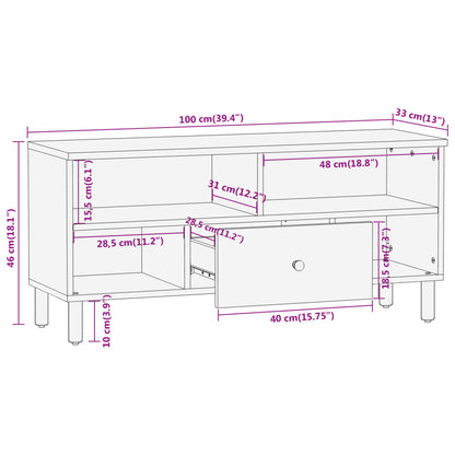 vidaXL TV Cabinet 100x33x46 cm Solid Wood Mango