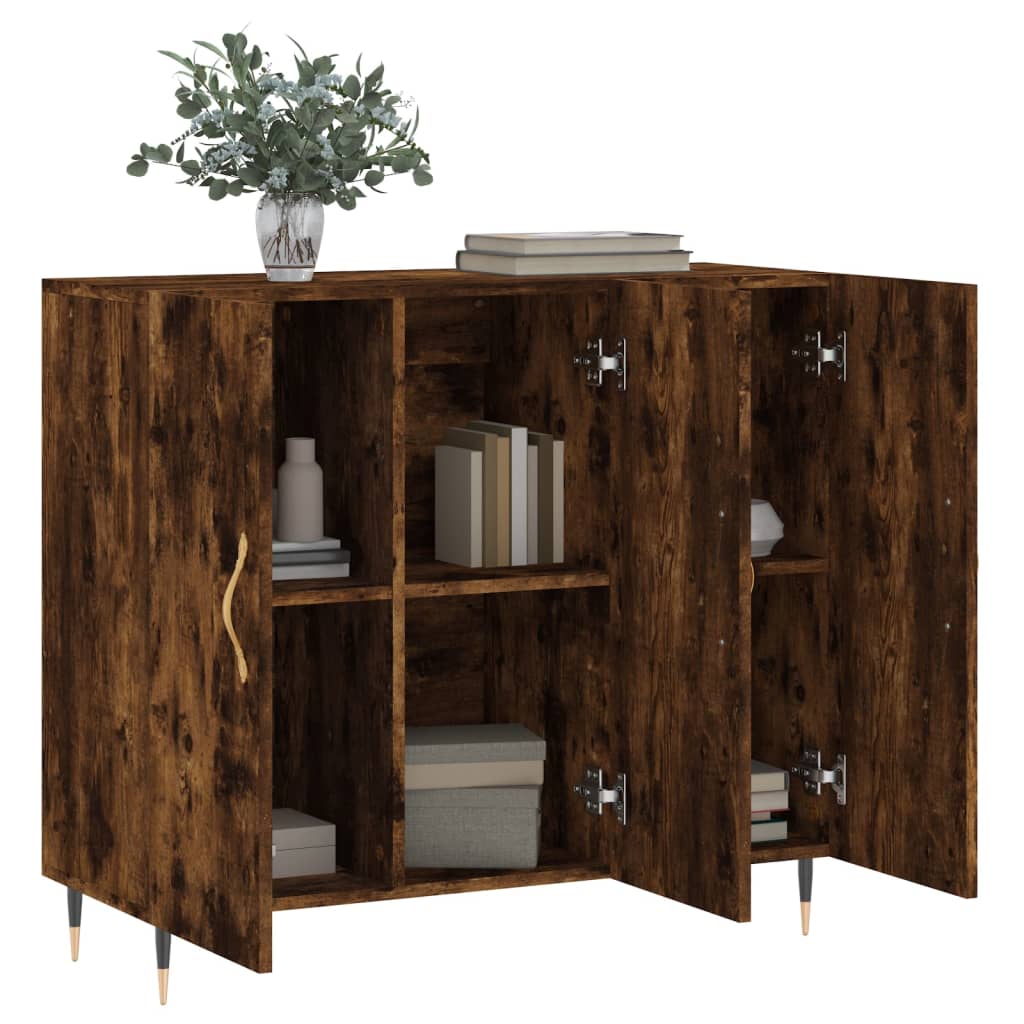 vidaXL Sideboard Smoked Oak 90x34x80 cm Engineered Wood