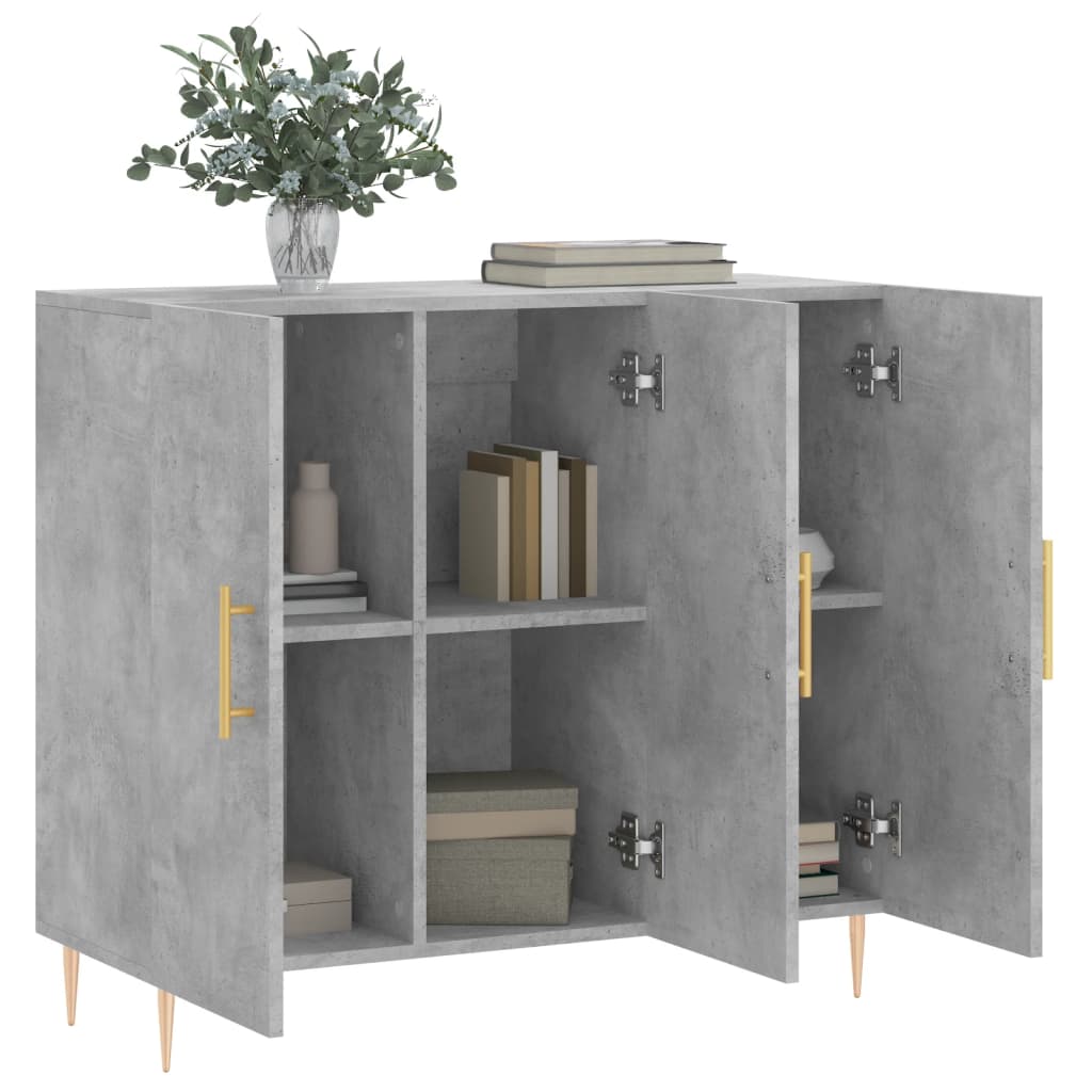 vidaXL Sideboard Concrete Grey 90x34x80 cm Engineered Wood